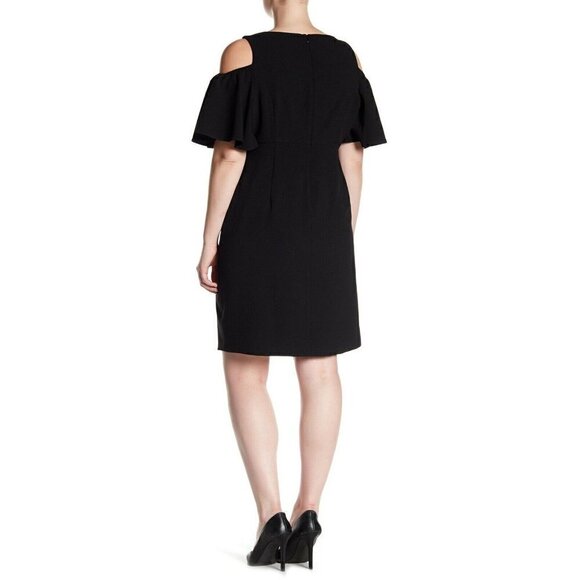 Eliza J Womens Plus Black Cold Shoulder Ruffle Sheath Dress Size 22W - Picture 7 of 11
